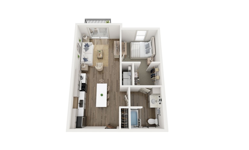 Sheyenne - 1 bedroom floorplan layout with 1 bathroom and 704 square feet